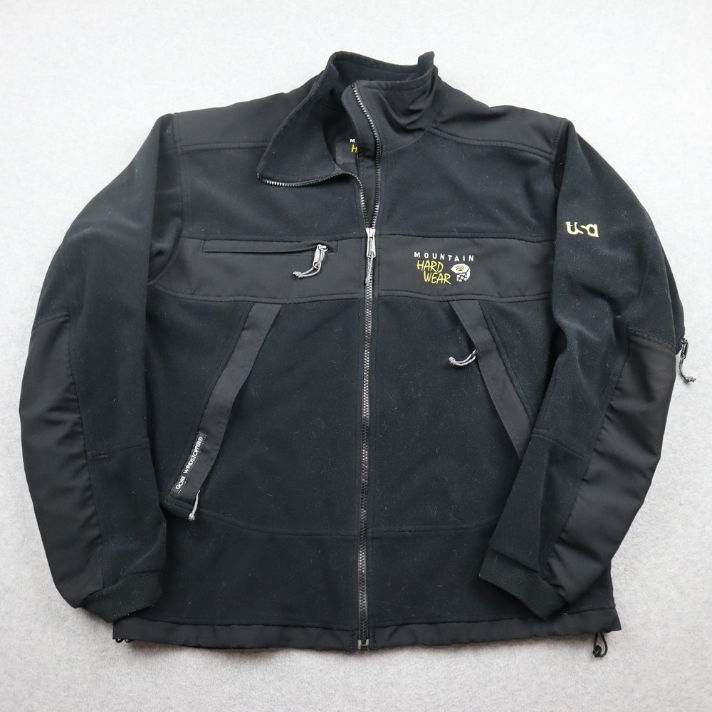 Mountain Hardwear Jacket Mens L OM0835 Black GORE WINDSTOPPER Softshell Fleece